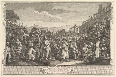El aprendiz ocioso ejecutado en Tyburn, Industria y Ociosidad, placa 11, 30 de septiembre de 1747