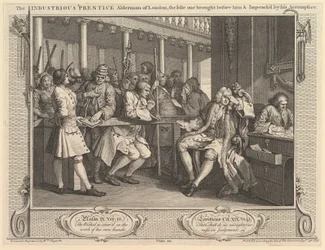 El aprendiz industrioso concejal de Londres, el ocioso llevado ante él