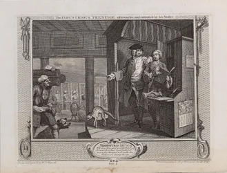 El aprendiz industrioso, un favorito, y confiado por su maestro, 1747