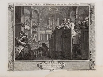 El aprendiz industrioso cumpliendo el deber de un cristiano. Serie Industria y Ociosidad, 1747