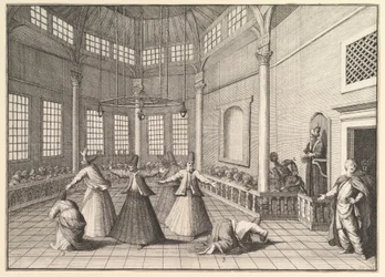 El interior de una mezquita, los derviches bailando Aubry de La Mottraye