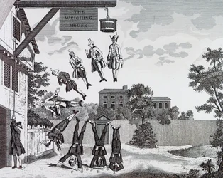 La casa de pesas (gravedad absoluta) de William Hogarth