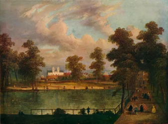 Vista en el Parque St. James mostrando el Estanque de Rosamond, 1840, 1909