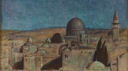 La Ciudad Santa: La mezquita de As Sakrah a la luz de la luna, c.1854 (acuarela sobre papel)
