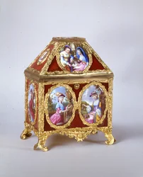 Cofre de Jorge III que contiene un reloj de verge al estilo de James Cox, c.1770