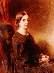 Retrato de una mujer, sentada, se dice que es la Sra. Huggins