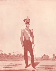 Oficiales de la Infantería del Ejército de Madrás en la Línea, c. 1837-1843