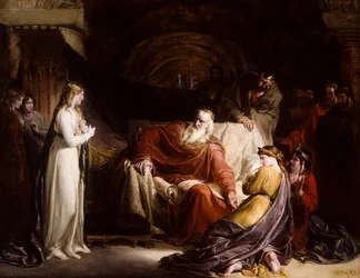 El rey Lear y sus tres hijas (aceite)