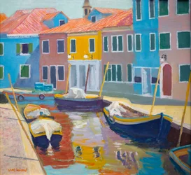 Burano, Venecia (óleo sobre tabla)