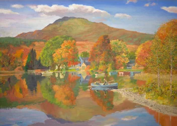 Pesca en Escocia (óleo sobre tabla)