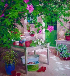 Mesa del jardinero (óleo sobre tabla)