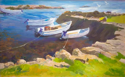 Rocky harbour (óleo sobre tabla)