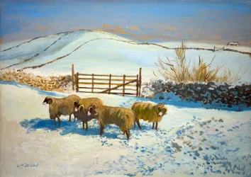 Nieve en los Yorkshire Dales (óleo sobre tabla)
