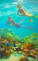 Aletas amarillas (óleo sobre tabla)