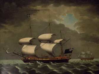 Barco de esclavos, c.1780 (óleo sobre lienzo)