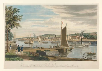 Troy. Tomada desde la orilla occidental del Hudson, frente al arsenal de los Estados Unidos.
