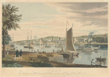 Troya: Vista desde la orilla oeste del Hudson frente al Arsenal de los Estados Unidos