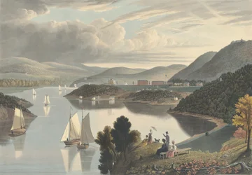 West Point, desde arriba del Valle de Washington: Mirando río abajo