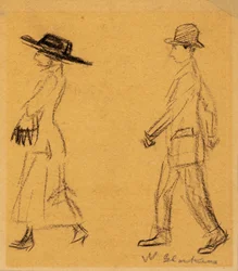 hombre siguiendo a mujer