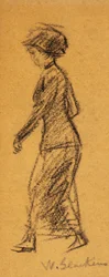 Mujer caminando a la izquierda