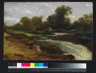 Paisaje fluvial con un pescador, 1842