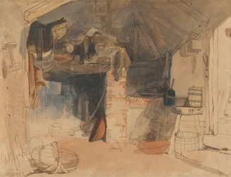 Estudio de una escena rústica interior