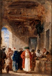 El vendedor de opio (óleo sobre tabla)