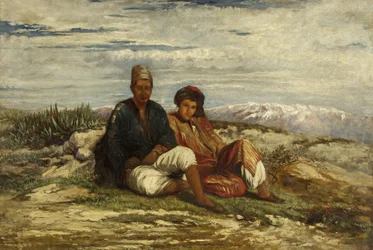Dos figuras árabes sentadas
