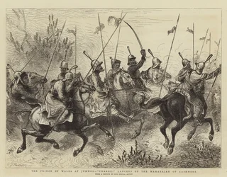 El Príncipe de Gales en Jummoo, ¡Carga! Lanceros del Maharajá de Cachemira