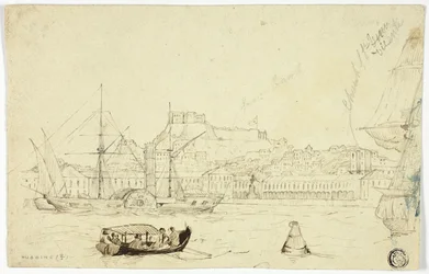 Puerto marítimo con fortaleza