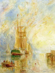 Barco en el puerto, atardecer