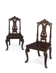 Par de sillas de vestíbulo de Jorge II, ejecutadas por James Moore el Joven, hacia 1727-31