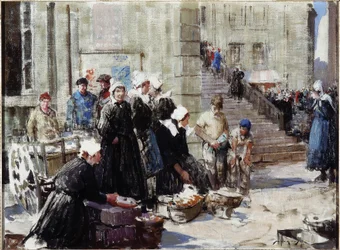 Mercado de mantequilla, Concarneau, c.1939 (óleo sobre lienzo)