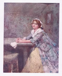 Su encantadora hija, más encantadora en sus lágrimas (litografía en color)