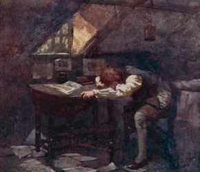 Ilustración para The Deserted Village de Oliver Goldsmith (litografía en color)