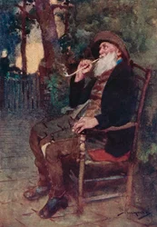 Ilustración para The Deserted Village de Oliver Goldsmith (litografía en color)