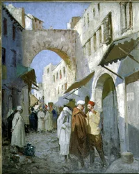 Escena callejera marroquí (Tetuán) (óleo sobre lienzo)