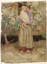 Mascota de la madre (lápiz y acuarela sobre papel)