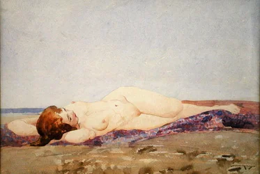 Desnudo recostado (acuarela sobre papel)