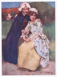 Las vírgenes tímidas miran de reojo al amor (litografía en color)
