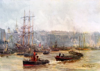 La Aduana y Billingsgate (litografía en color)