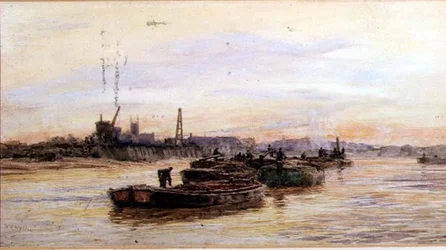 Barcazas al atardecer