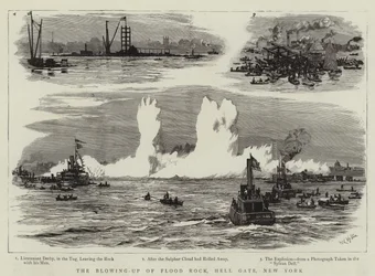 La explosión de Flood Rock, Hell Gate, Nueva York