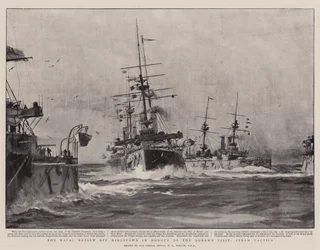 La revisión naval frente a Kingstown en honor a la visita de la reina, tácticas de vapor