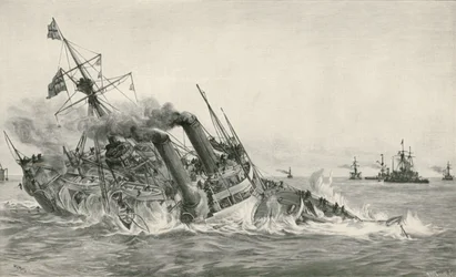 El hundimiento del H.M.S. Victoria tras la colisión con el H.M.S. Camperdown
