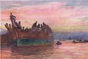 El fin de un viejo buque de guerra, 1915