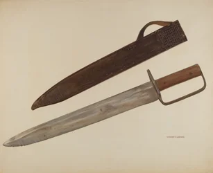 Cuchillo de trinchera y funda, c. 1941