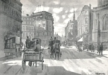 La estación Mansion House, District Railway Queen Victoria Street, 1891