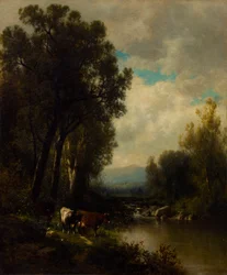 ganado en el río