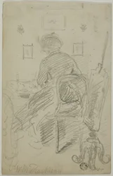 Dama que escribe (vista posterior)